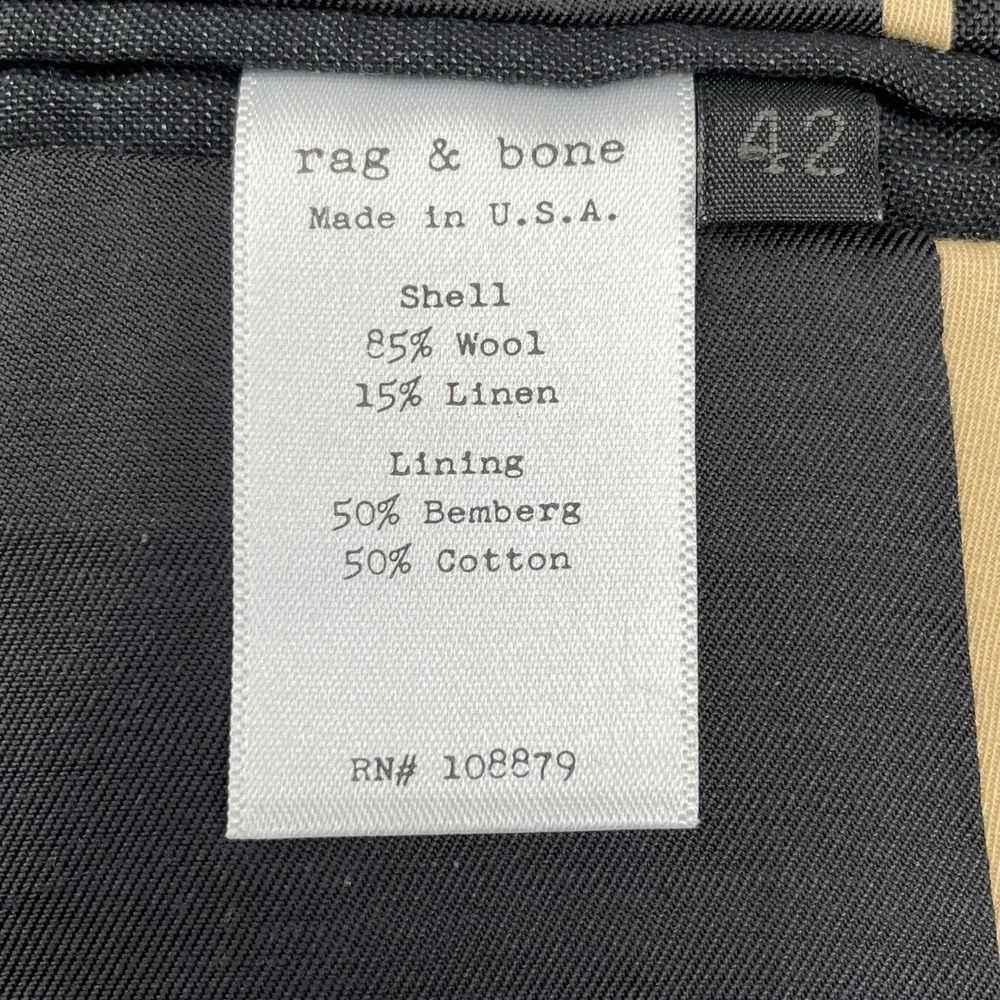 Rag & Bone Blazer Mens 40 Black Phillips Two Button Tailored Sport Coat